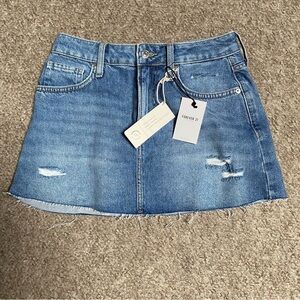 Denim Distressed Mini Skirt